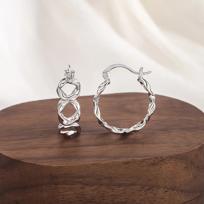 925 Sterling Silver Frosting Hoop Earrings
