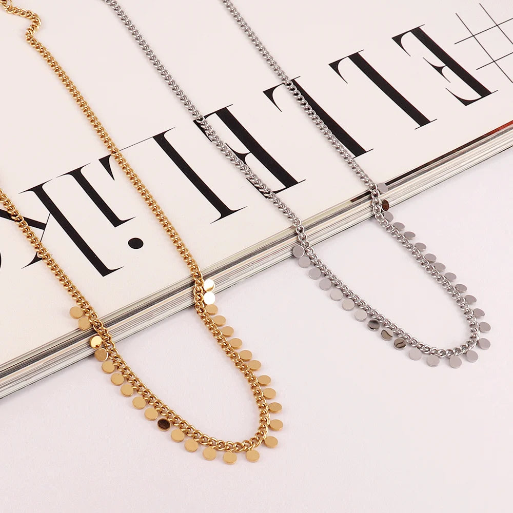 316L Stainless Steel Round Tassel Pendant Necklace