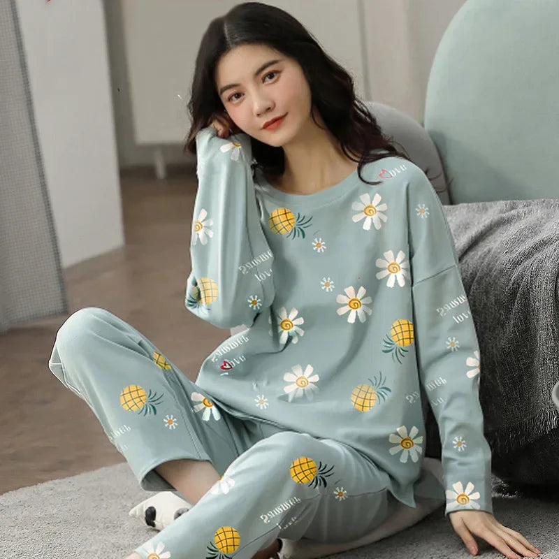 Long-Sleeved Plus Size Pyjamas Set