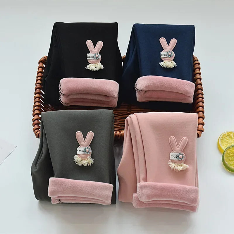 Cartoon Rabbit Cashmere-Style Leggings Baby Girl Pants