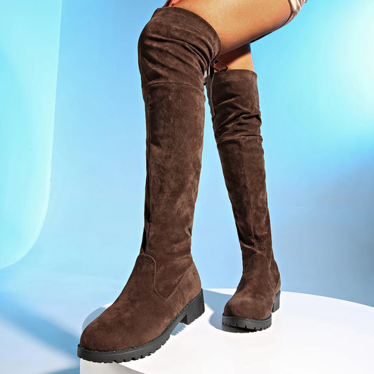 DANA Chunky High Heels  Round Toe Boots