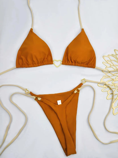 Low Waist Lace-up Swimsuit Bikini Set