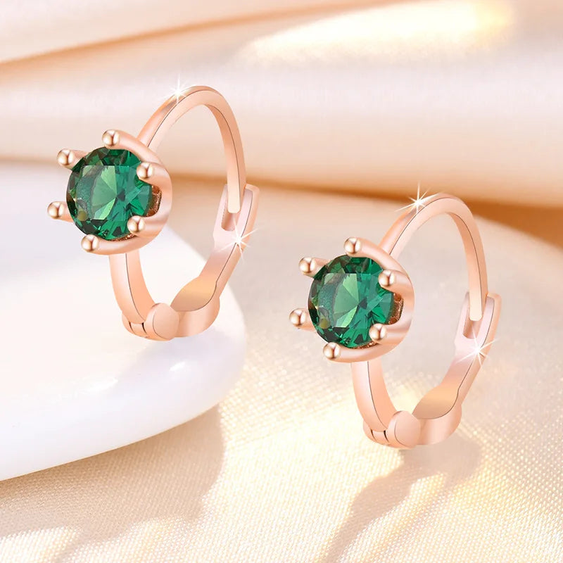 925 Sterling Silver Zircon Buckle Earrings