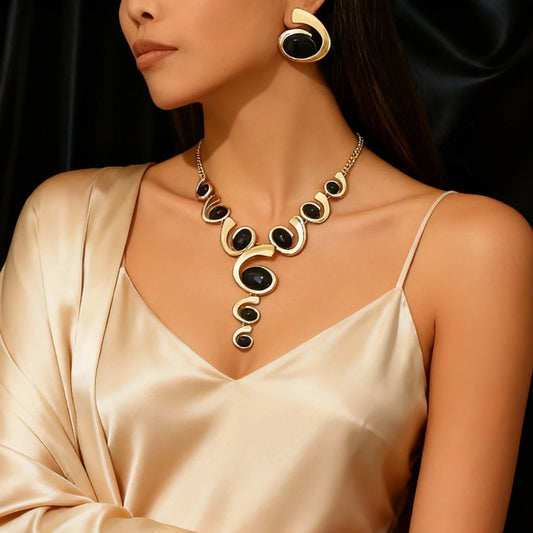 Rhinestones Necklace Shiny Crystal Choker Set