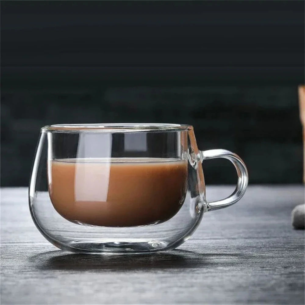1pc Double Wall Glass Coffee Cup Glass Mug