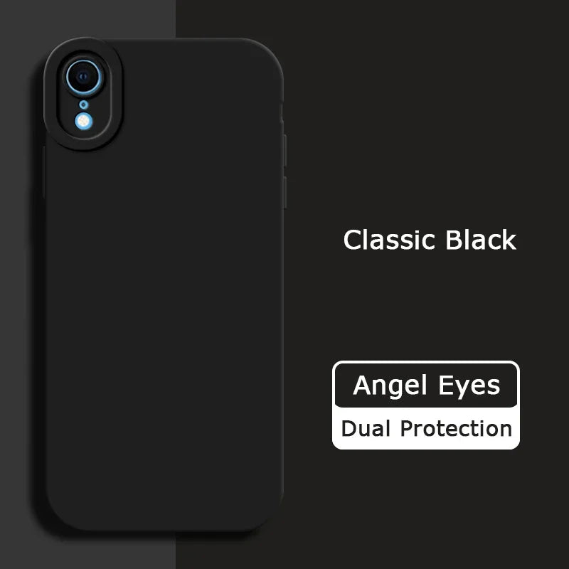 Angel Eyes Liquid Silicone Phone Case for iPhone X XR XS Max Full Protective Soft Waterproof Mobile Cover