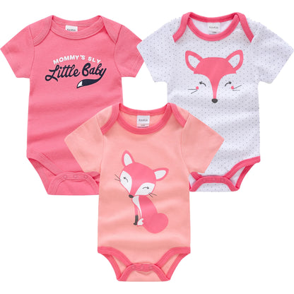 3/6 pcs Baby Girls Cotton Short Sleeve Toddler