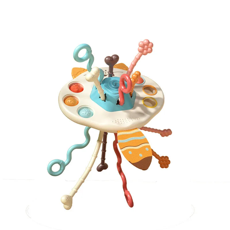 Activity Development Pull String Silicone Teething Rattle Educational Learning Toy