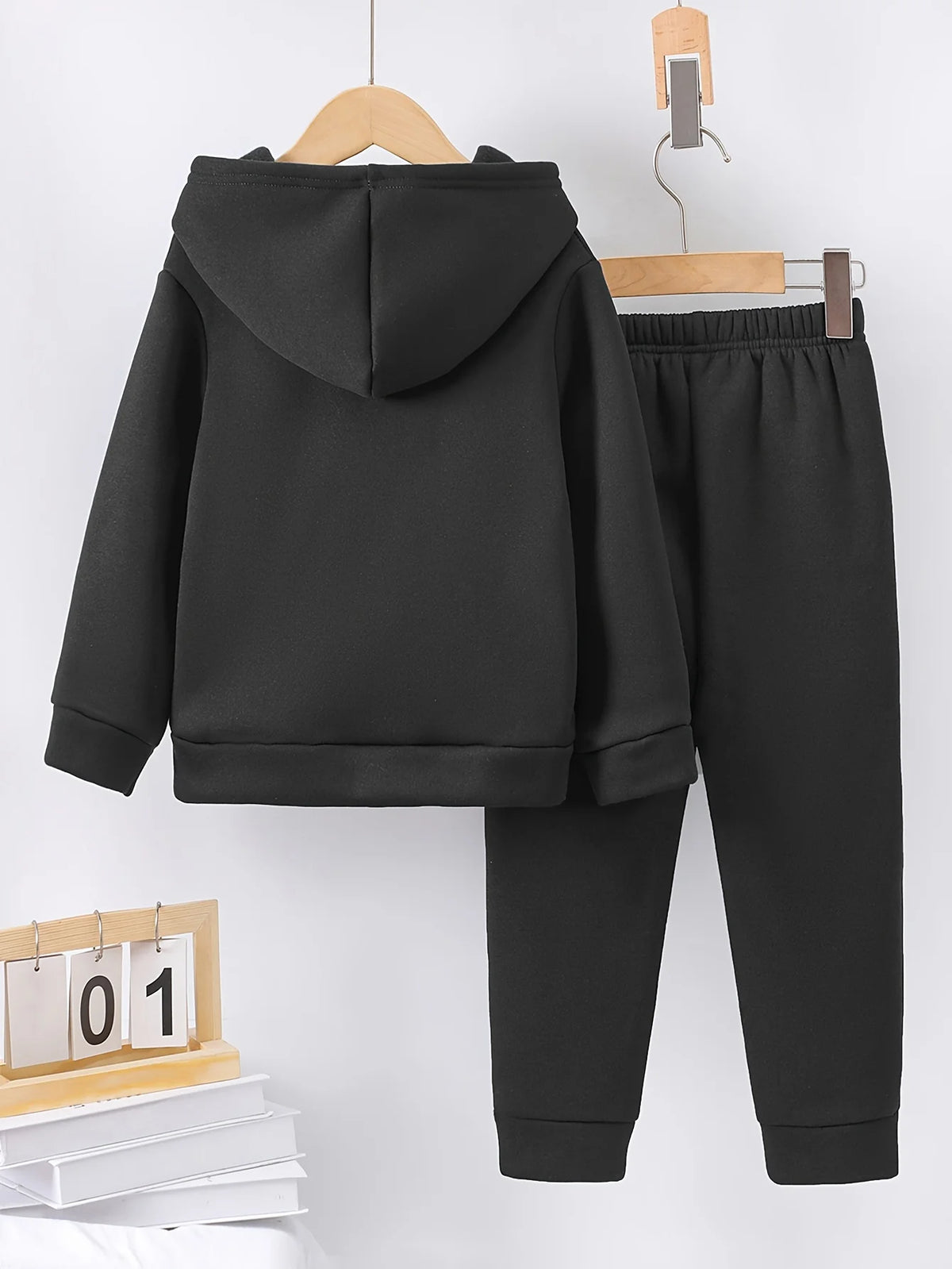 Fall/Winter casual comfort warm print warm lining hoodie sweatpants set