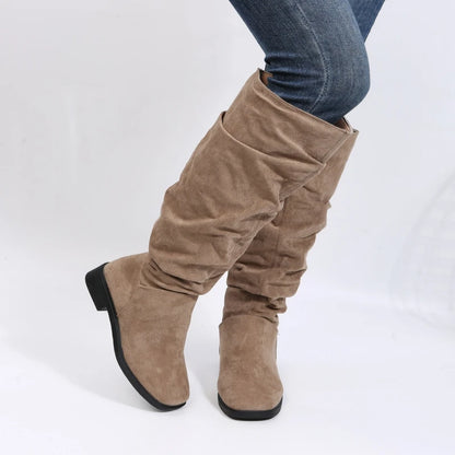 Round Head Square Heels Increase Large Size Winter High Boots