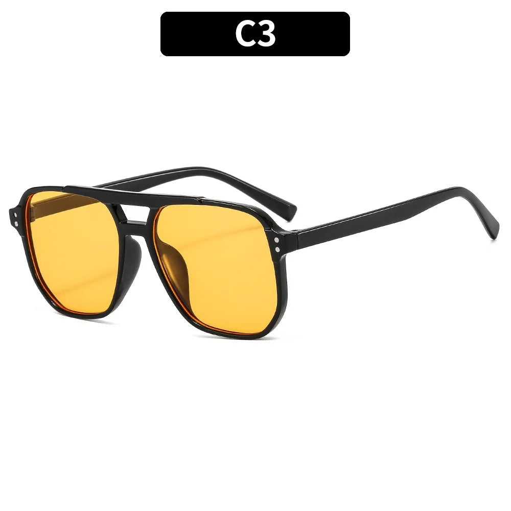Vintage Square Thick Frame Double Bridges Sunglasses