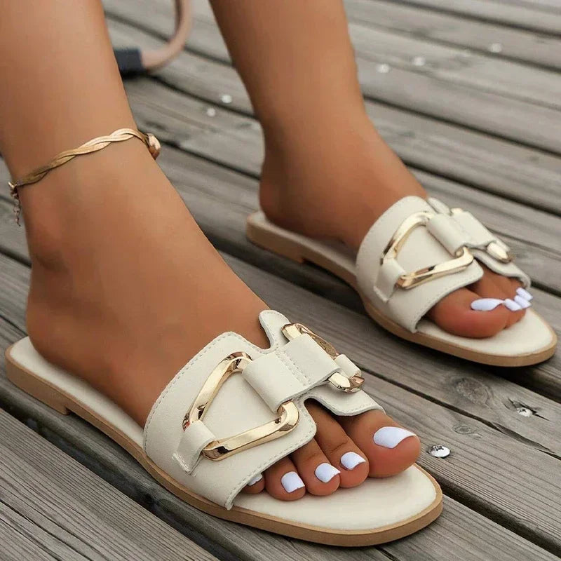 DANA Metal Decor Single Band Flat Sandals