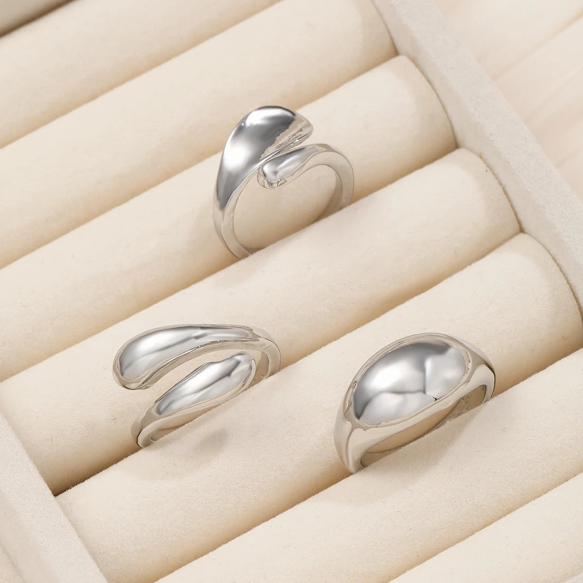 Vintage Smooth Open Rings Set