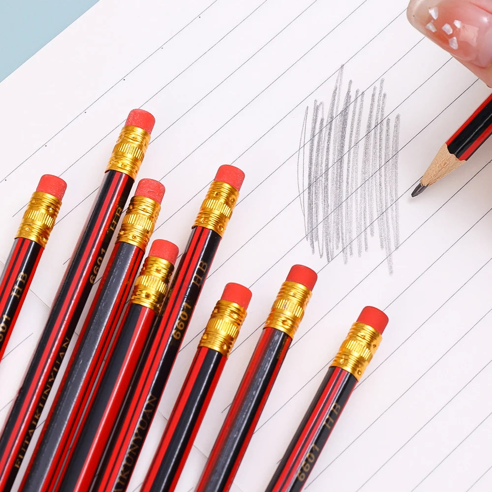 40/30/10PCS Wooden Lead Pencils with Eraser Stationery