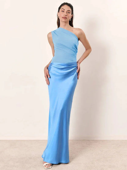 Mozision Satin Sleeveless Backless Sexy Maxi Dress