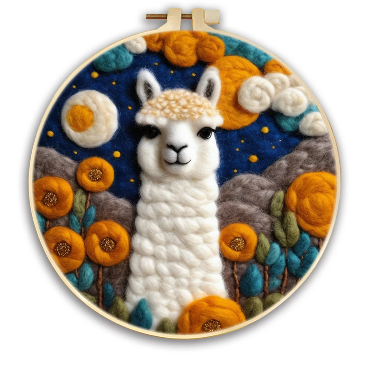 20x20cm Frame DIY Wool Needle Felting Starter Embroidery Kits