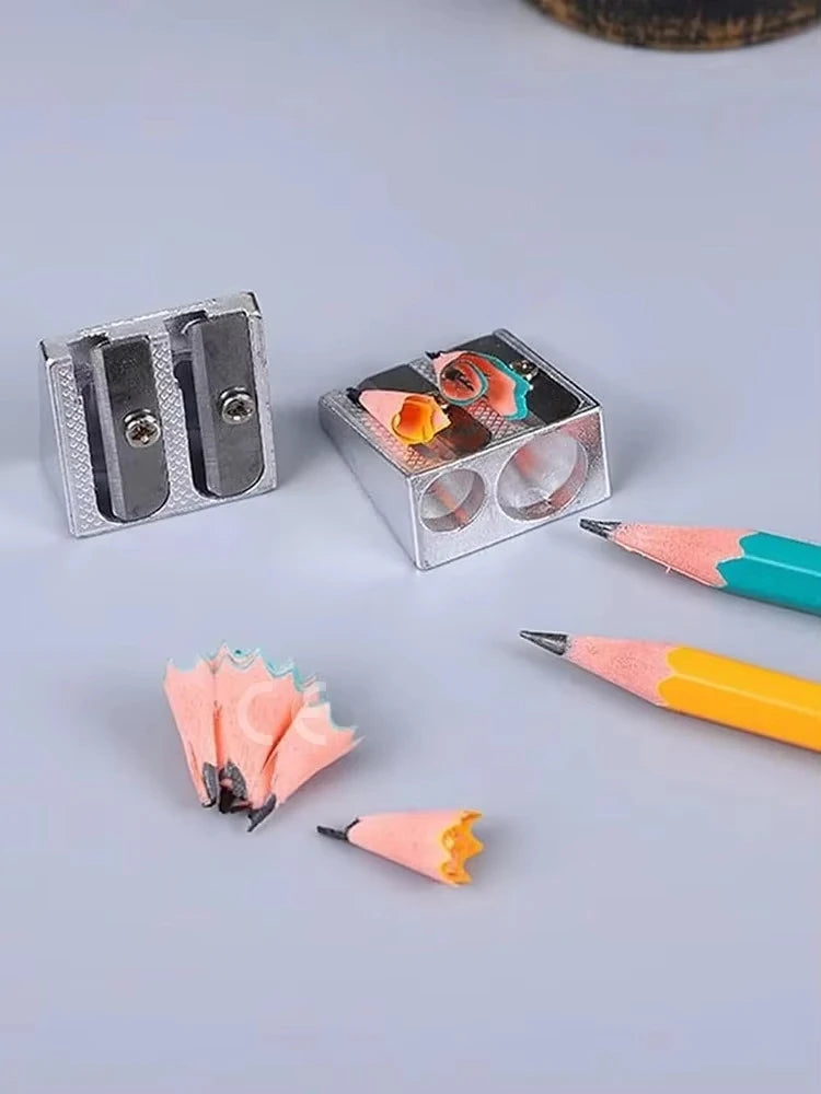 1/10/20Pcs Silver Aluminum Alloy Pencil Sharpener 2-Hole