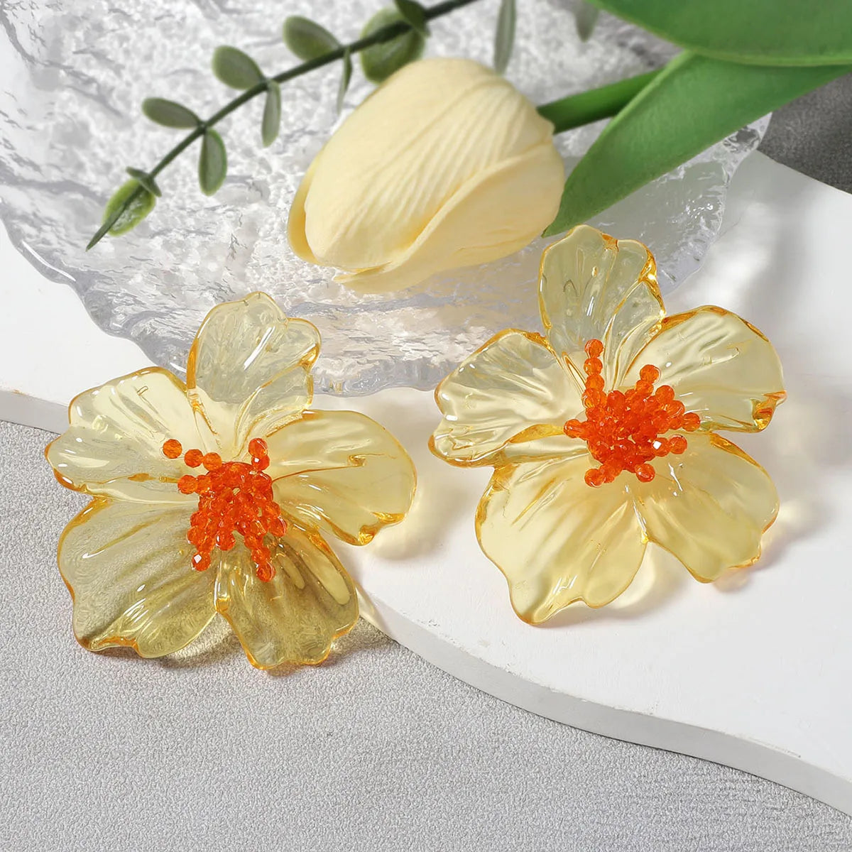 Colorful Acrylic Transparent Flower Earrings