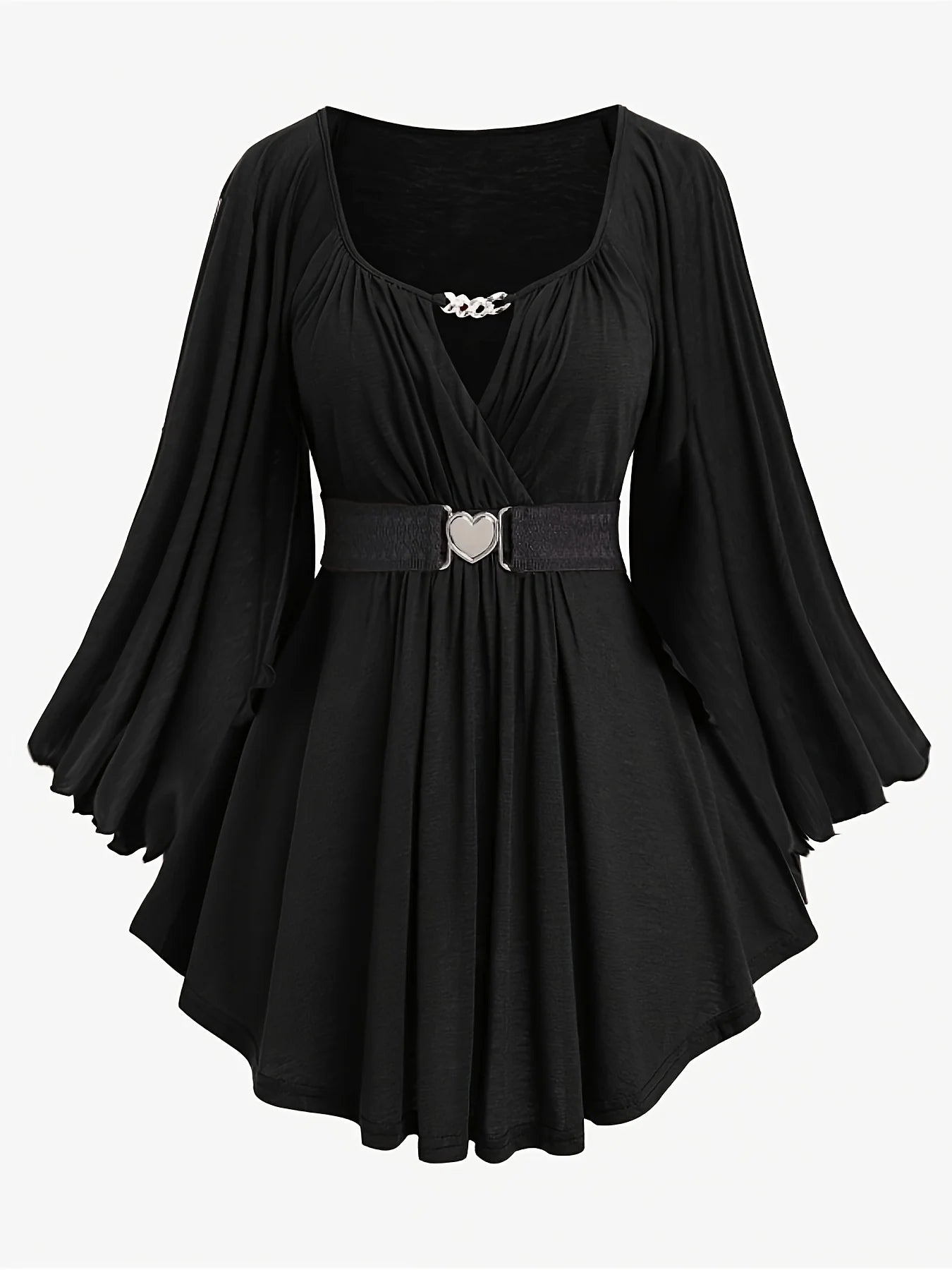 Oversized with an Irregular Hem Heart-Shaped T-shirt