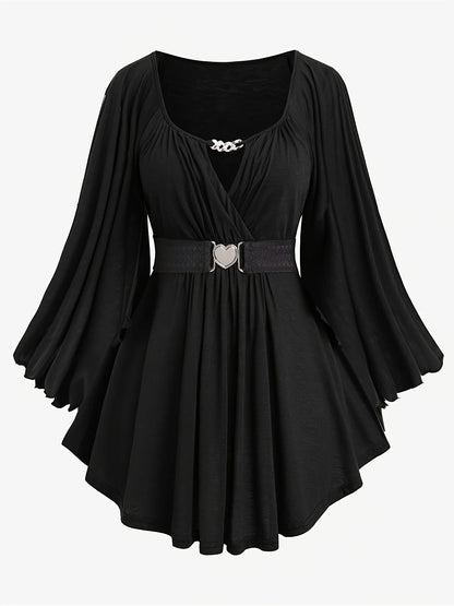 Oversized with an Irregular Hem Heart-Shaped T-shirt
