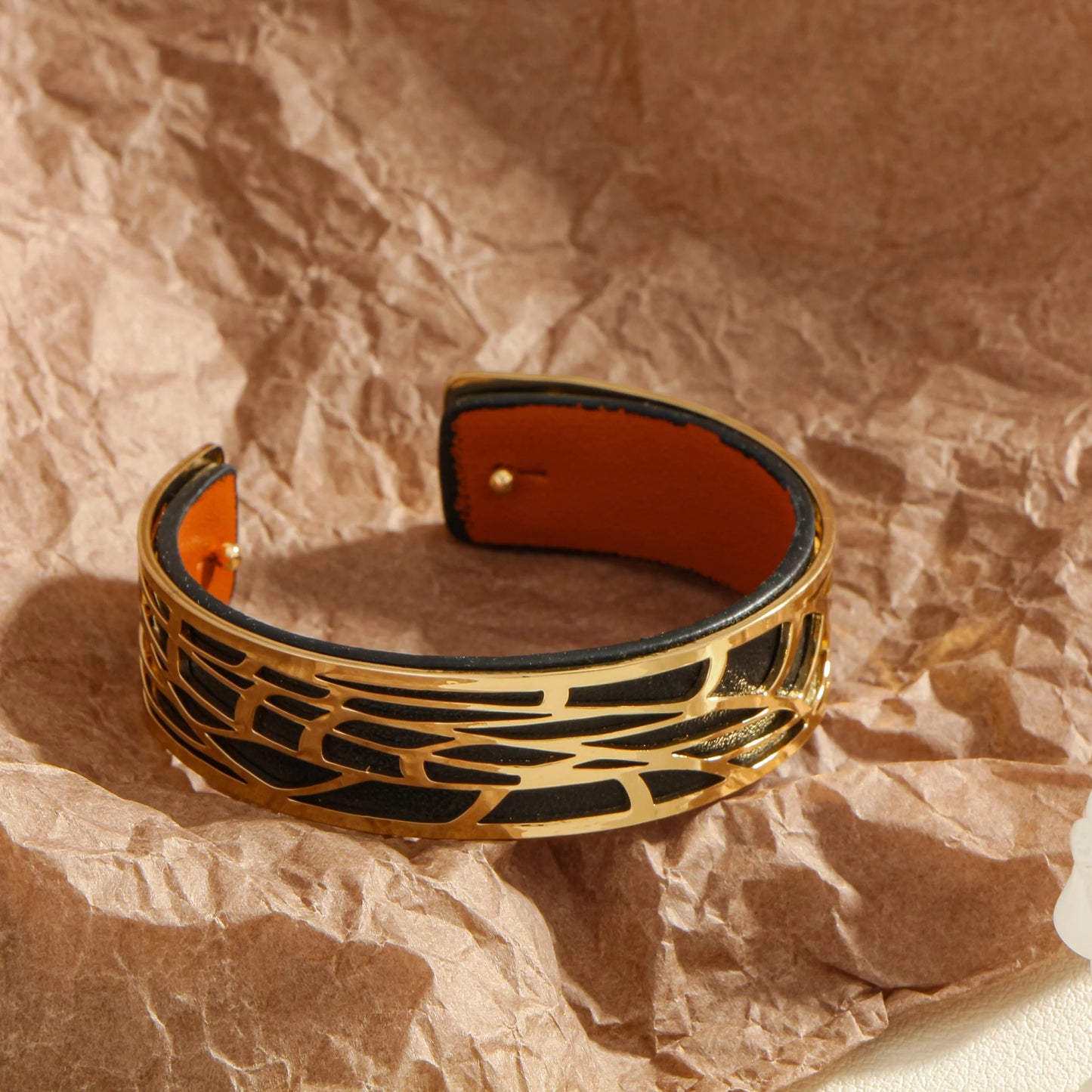 Hollow double-sided leather color replaceable bracelet