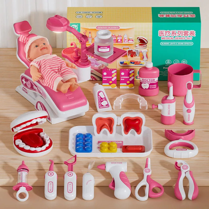 Kids Doctor Play Medical Kit with Dental Tools Simulation Dentist Game Set
