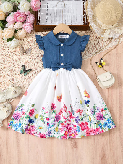 2-10Years Girls Sleeveless Butterfly Flower Dress