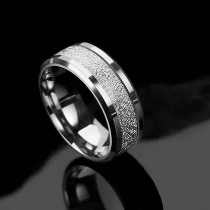 Silver Stainless Steel Groove Multi-Faceted Ring