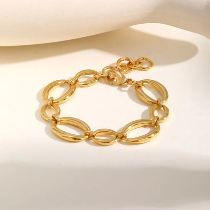 Distinctive Elliptical Hand-made Chain Stainless Steel Bracelets