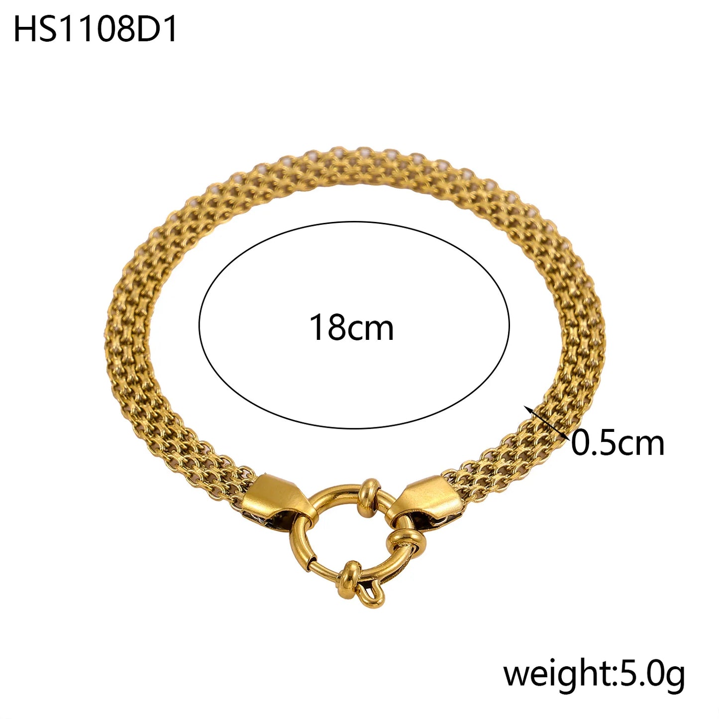 Stainless Steel Thick Simple Chunky Chain Layered Gold Bracelet Set