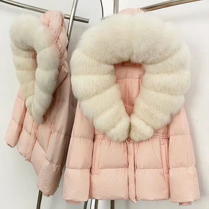 Real Fox Fur Puffer Jacket Coat