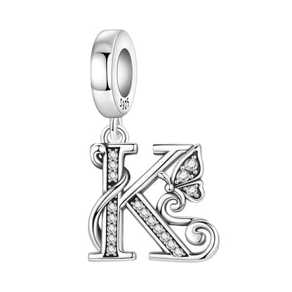 925 Sterling Silver Zircon Butterfly Letter Bracelet