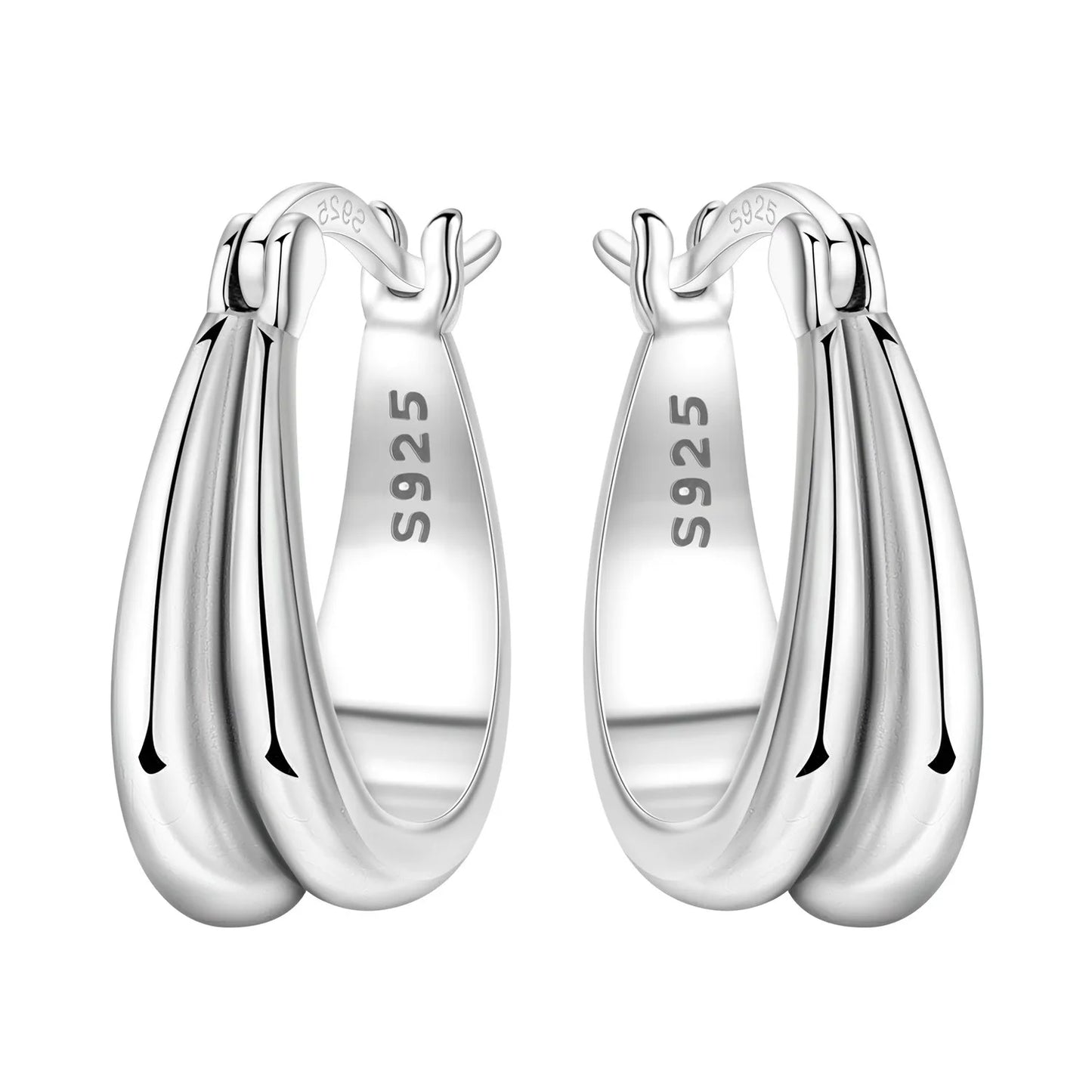 925 Sterling Silver Simple Gold U-shaped Earrings