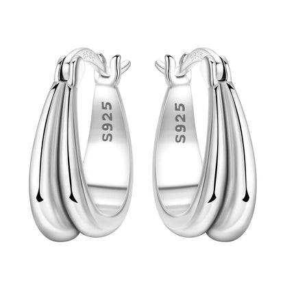 925 Sterling Silver Simple Gold U-shaped Earrings