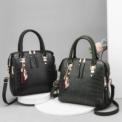 Luxurious Crocodile Embossed Tote Handbag