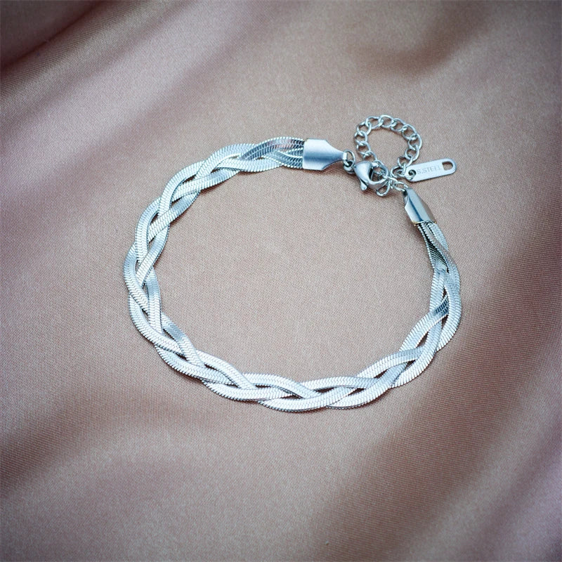 Crossover Snake Chain Necklace Bracelets Jewelry Set