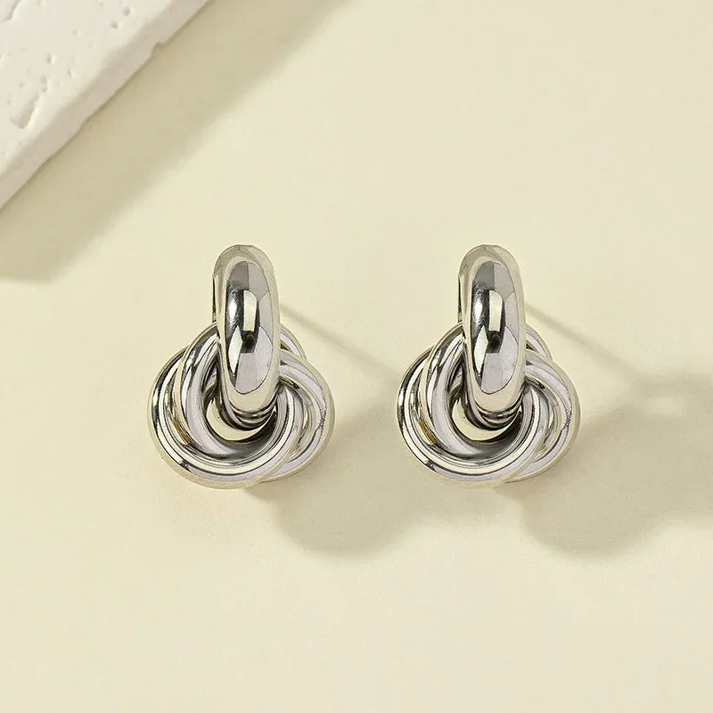 Gold SIlver Knot Hoop Twist Stud Earring