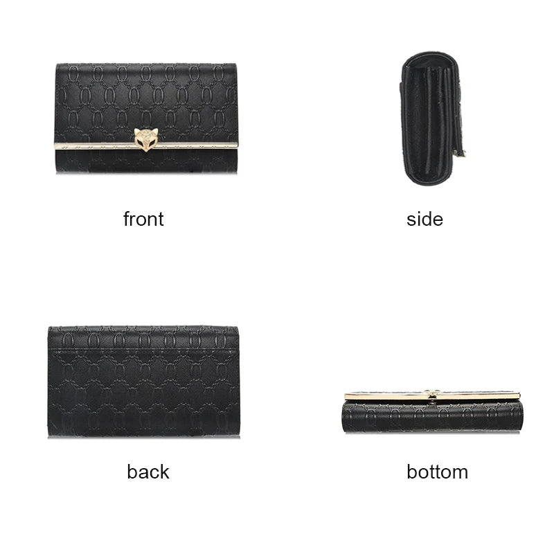 Split Leather Long Wallet Clutch Bag