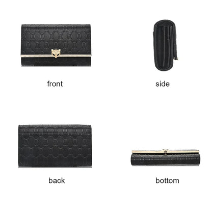 Split Leather Long Wallet Clutch Bag