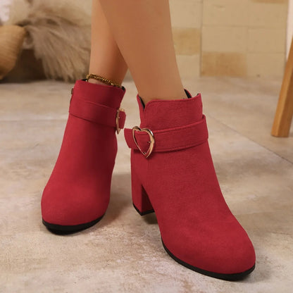 Anti-slip Ankle Zipper High Heels Short Boots