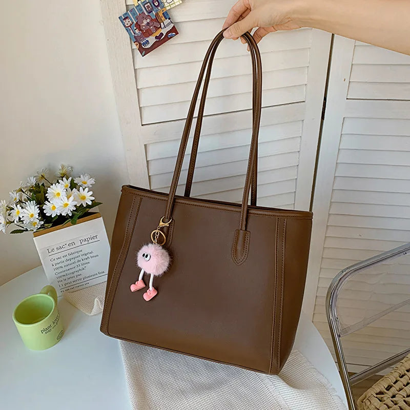 PU Leather Versatile Korean Single Shoulder Tote Bag