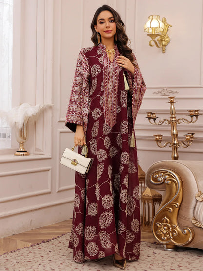 Red Islamic with Gold Detailing Ideal Abayas