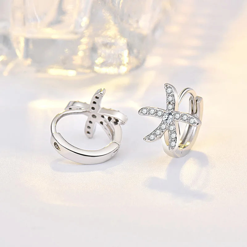 925 Sterling Silver Zircon Buckle Earrings