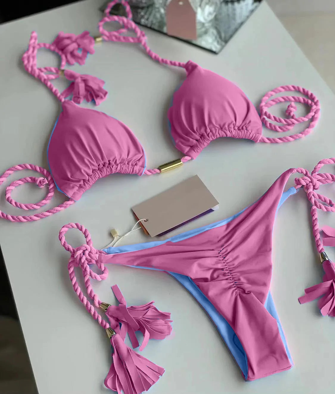 Backless Rope Triangle Swimsuit Bikini