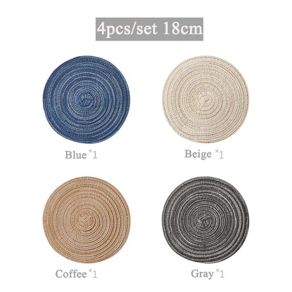 4/6pcs Round Table Mat Woven Bowl Pads