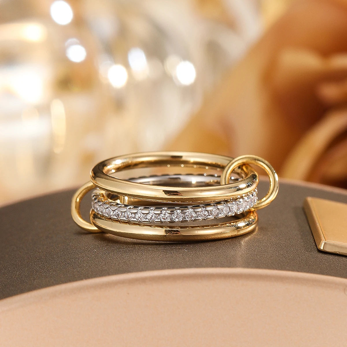A Niche Four-Ring Copper Jewelry Ring