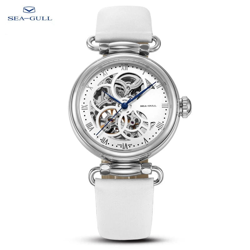 Leather Strap Waterproof Skeleton Automatic Mechanical Watch Necklace Set 6002L Series