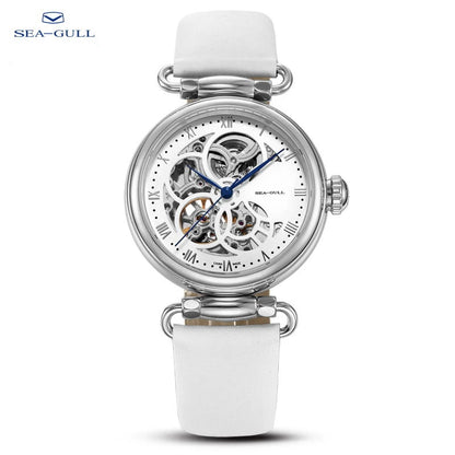 Leather Strap Waterproof Skeleton Automatic Mechanical Watch Necklace Set 6002L Series