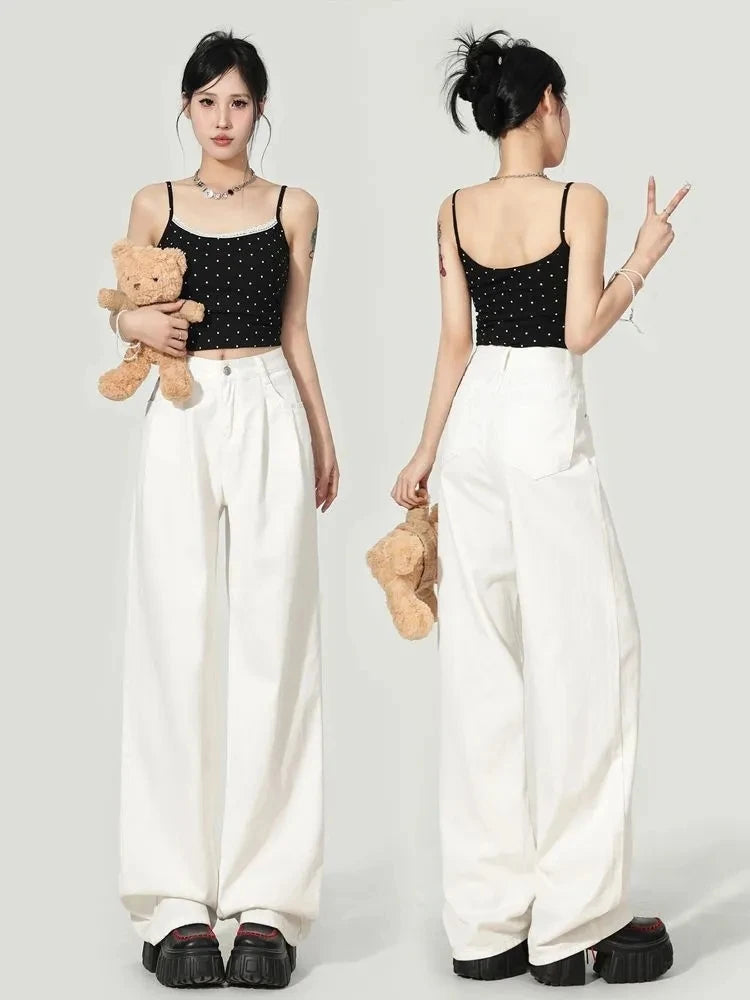Y2K Korean Style High Waisted Wide Leg Jeans