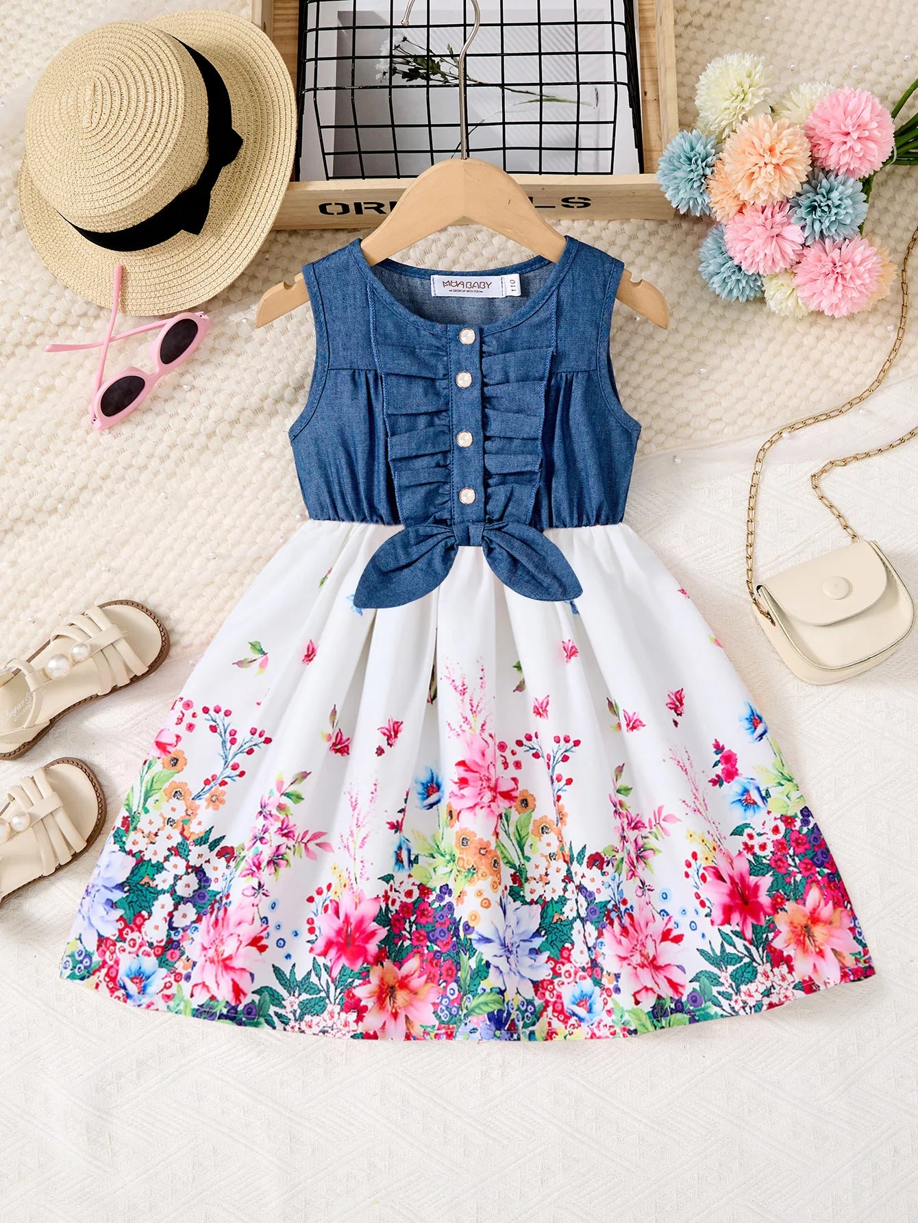 2-10Years Girls Sleeveless Butterfly Flower Dress